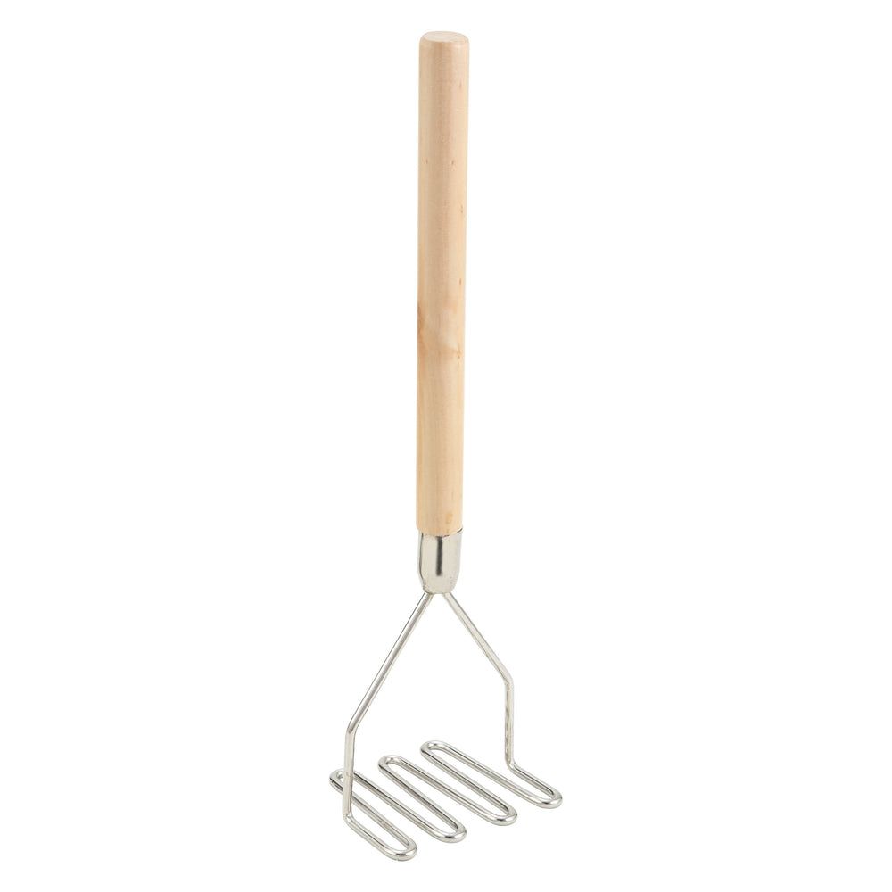 Winco Steel Square Potato Masher With Wooden Handle, 4 1/2 X 17 3/4 Inch