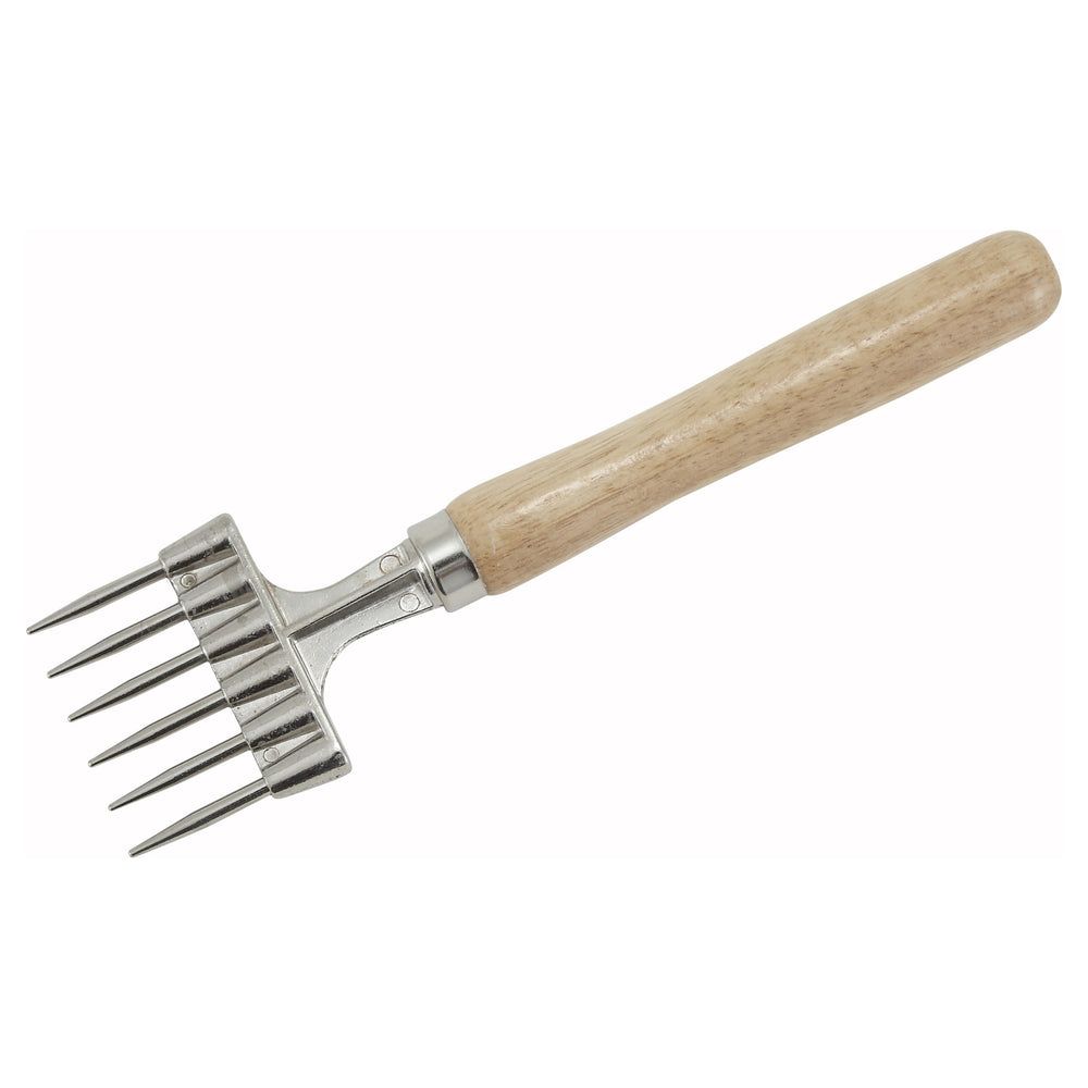 Winco Nickeled Steel Six Prong Ice Chipper With Wooden Handle, 9 X 2 1/2 Inch