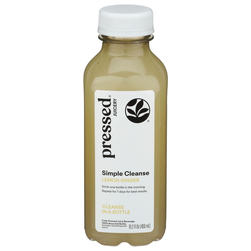 Pressed Juicery Simple Cleanse Lemon Ginger Cold Pressed Juice, 15.2 Fluid Ounce -- 6 Per Case