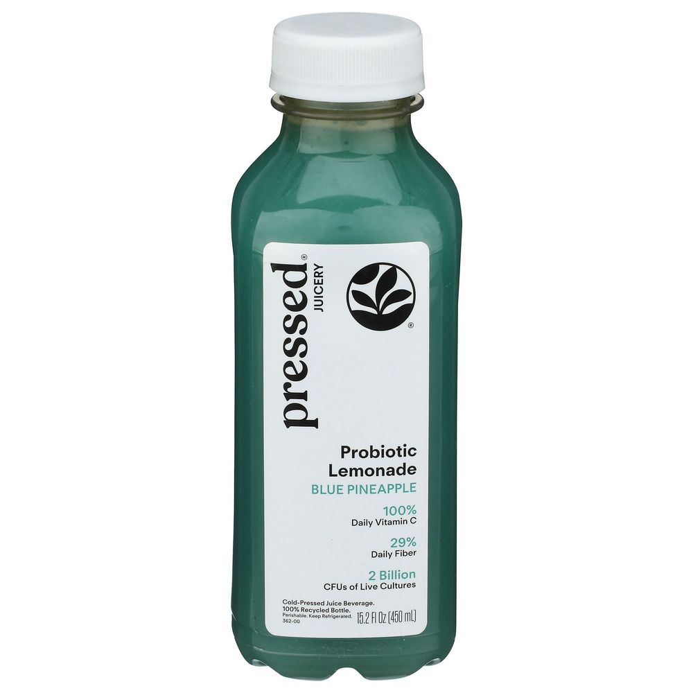 Pressed Juicery Blue Pineapple Probiotic Lemonade Juice, 15.2 Fluid Ounce -- 6 Per Case