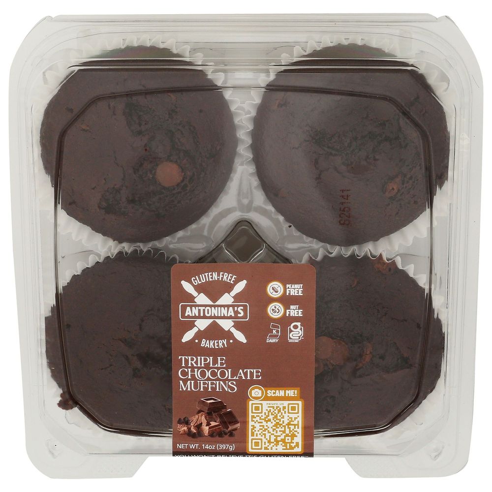 Antonina's Gluten-free Bakery Triple Chocolate Muffins, 14 Ounce -- 8 Per Case