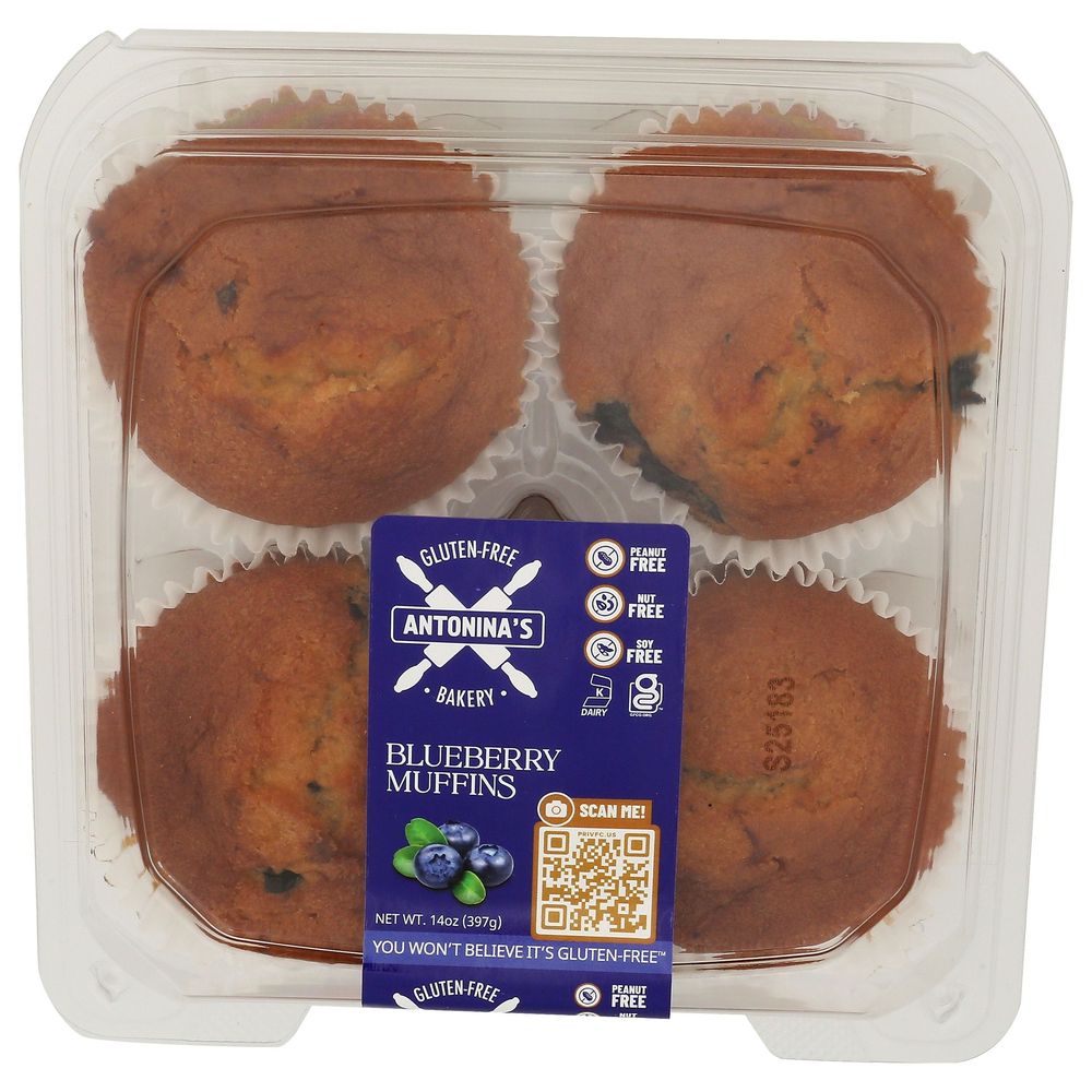 Antonina's Gluten-free Bakery Blueberry Muffins, 14 Ounce -- 8 Per Case