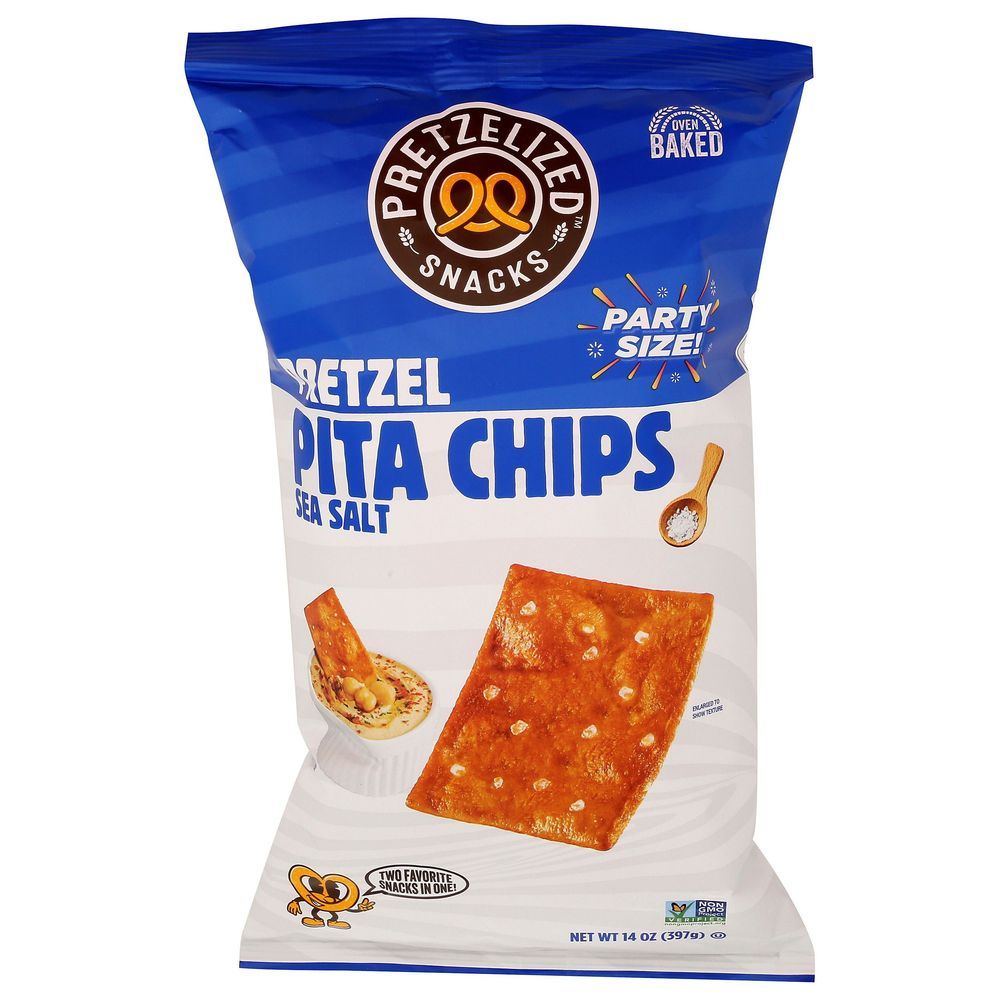 Pretzelized Snacks Sea Salt Pretzel Pita Chips, 14 Ounce -- 9 Per Case