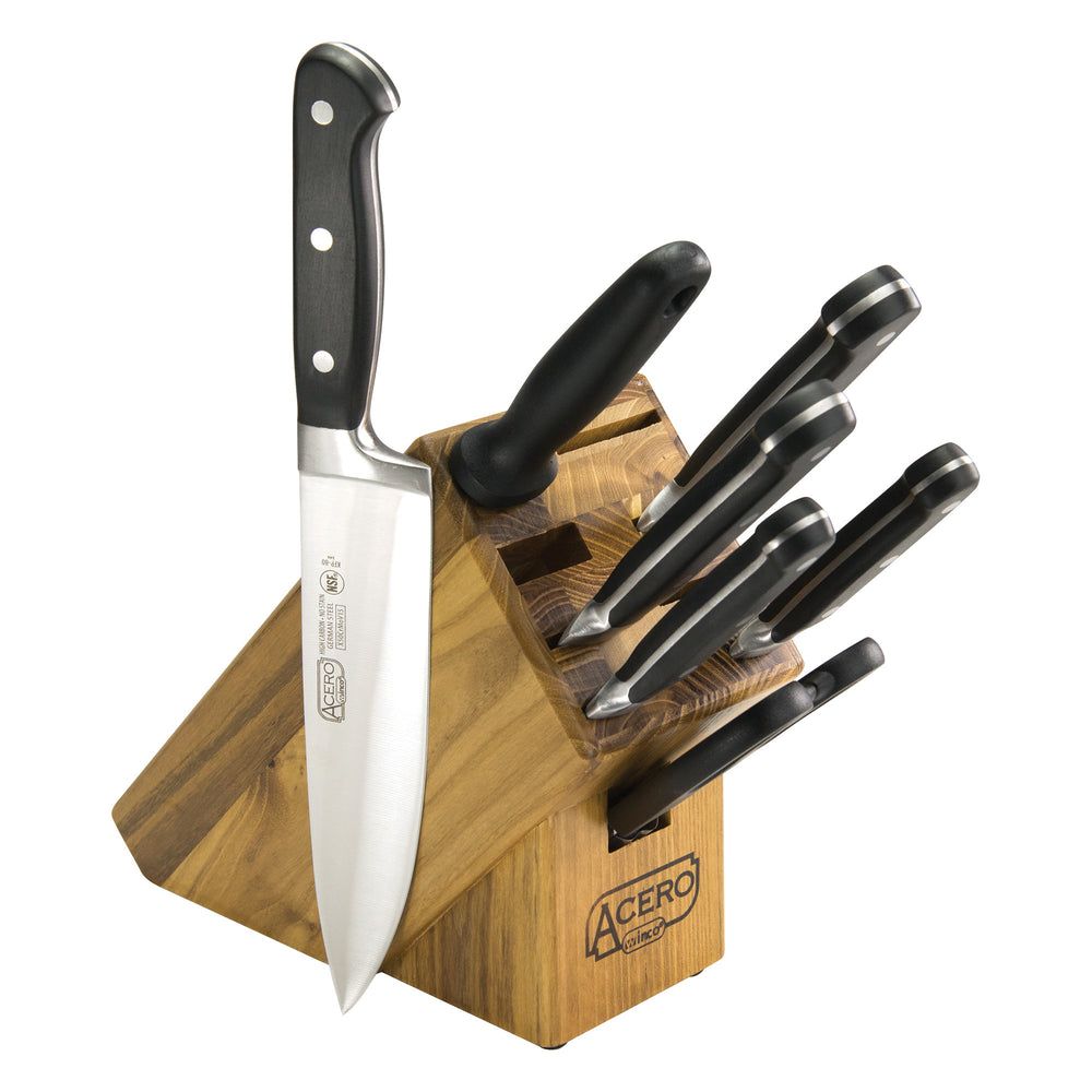 Winco Acero 9 Piece Wooden Knife Block Set -- 4 Set Per Case