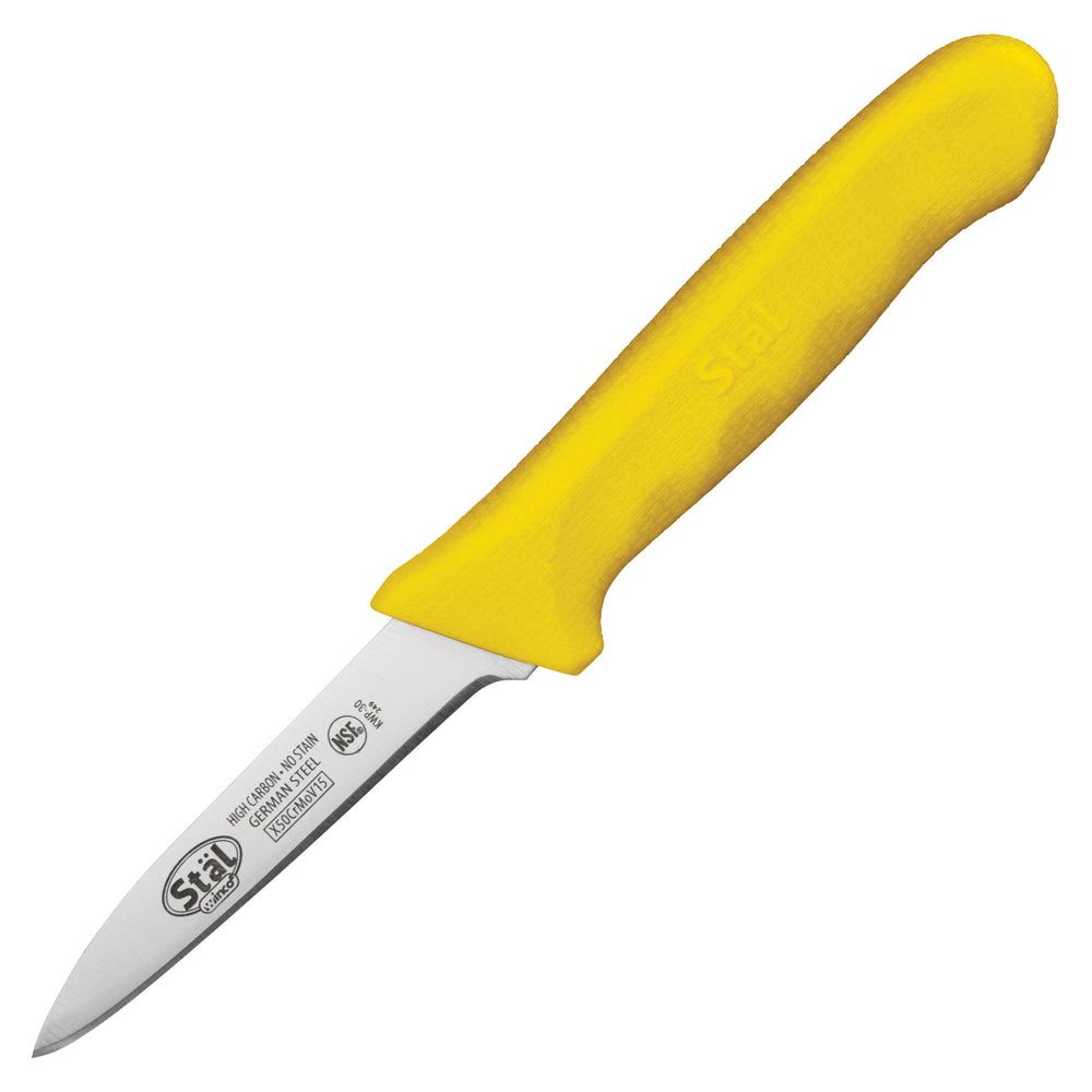 Winco Stal Paring Knife With Yellow Polypropylene Handle, 3.25 Inch Blade -- 12 Per Case