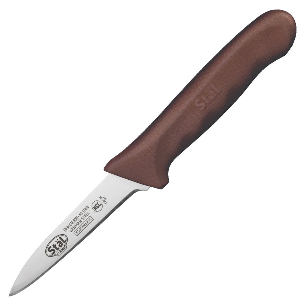 Winco Stal Paring Knife With Brown Polypropylene Handle, 3.25 Inch Blade -- 12 Per Case