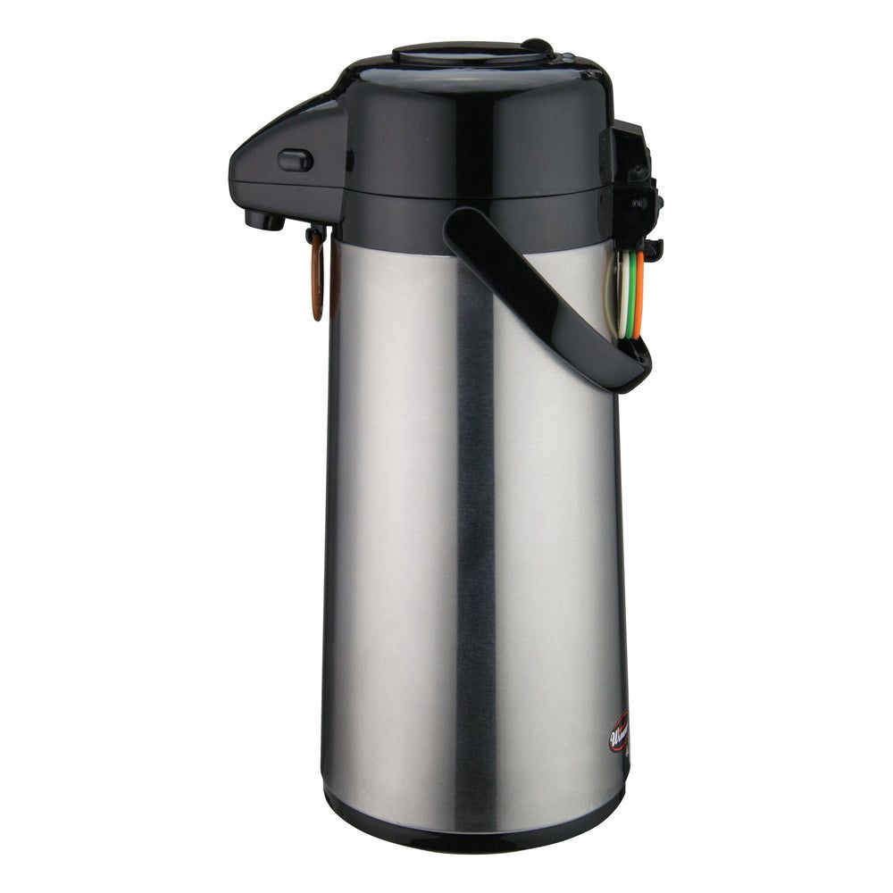 Winco Stainless Steel Body Glass Lined Airpot With Push Button Top, 2.2 Liter