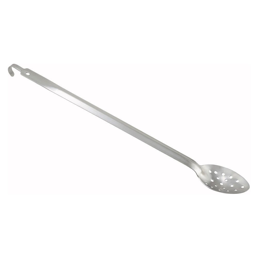 Winco Heavy-duty Stainless Steel 2mm Perforated Basting Spoon With Hook, 21 Inch