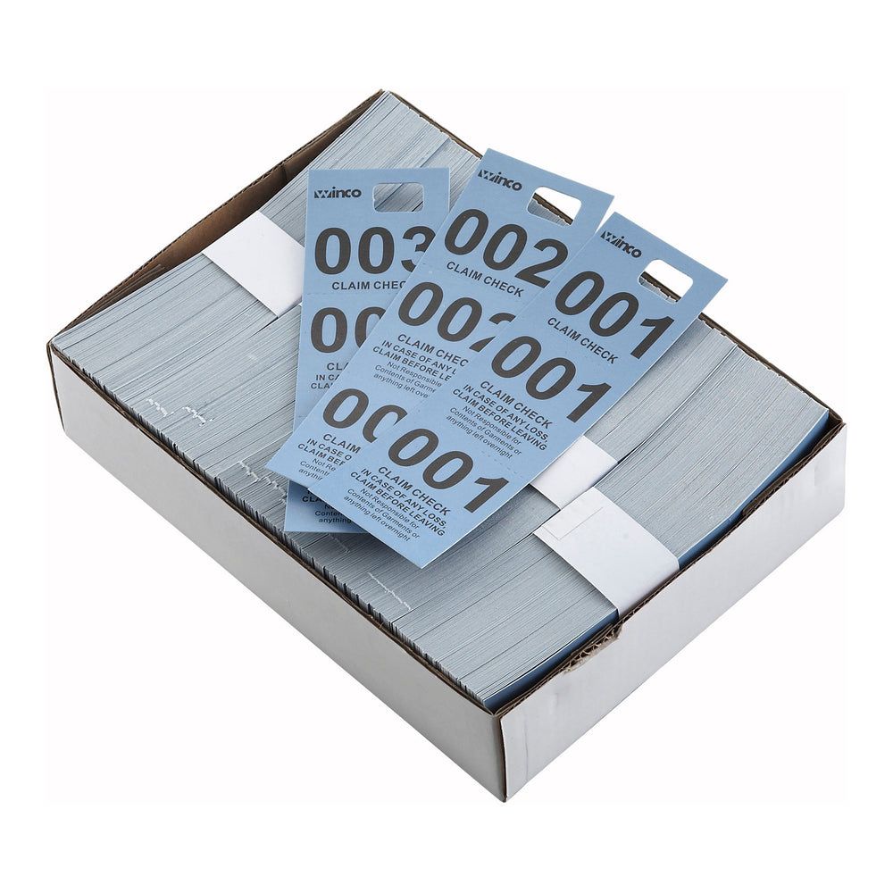 Winco Blue Paper Coat Check Ticket, 500 Count -- 20 Per Case