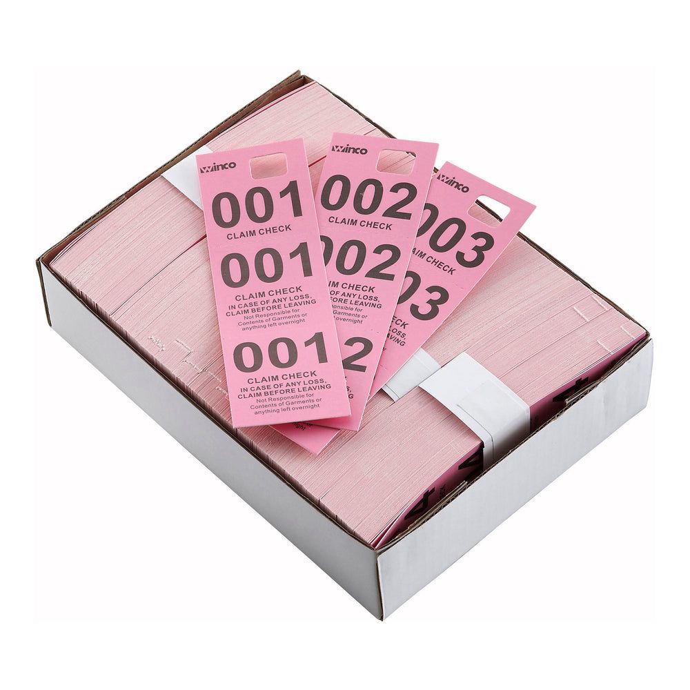Winco Pink Paper Coat Check Ticket, 500 Count -- 20 Per Case