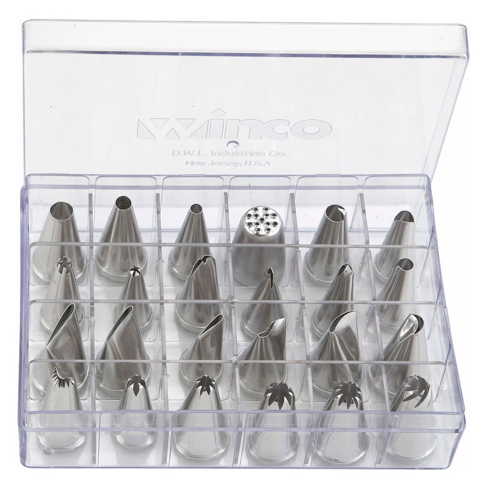Winco 18/8 Stainless Steel 24 Piece Cake Decorating Tip Set