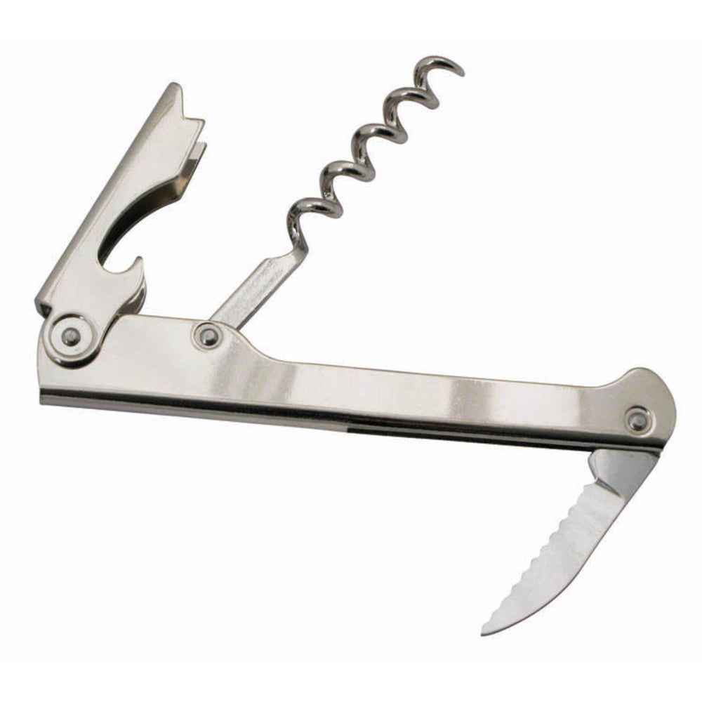 Winco Economy Stainless Steel Waiters Cork Screw, 8.25 X 3.25 X 4.88 Inch