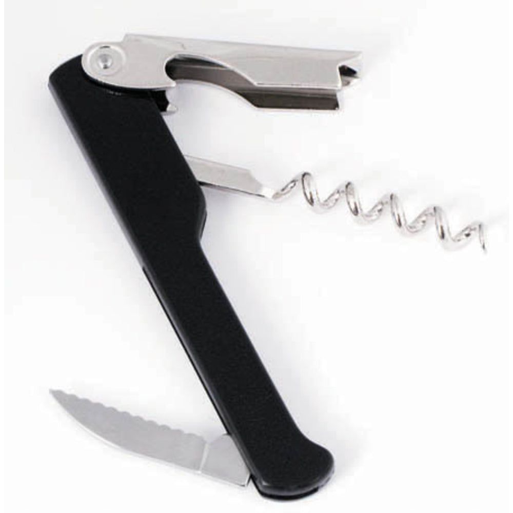 Winco Economy Black Stainless Steel Waiters Cork Screw, 8.25 X 3.25 X 4.88 Inch