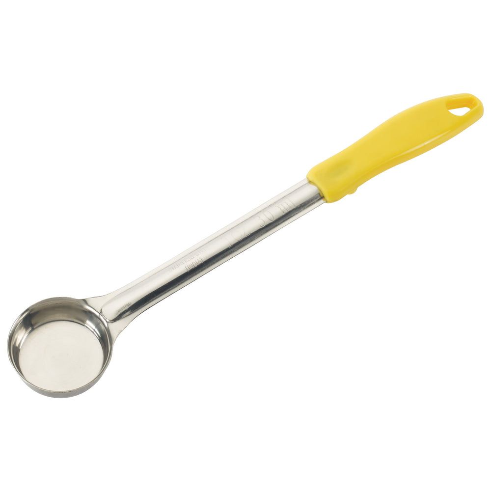 Winco Stainless Steel One Piece Solid Food Portioner With Yellow Handle, 1 Ounce Capacity