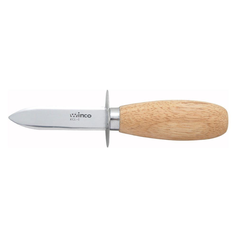 Winco Stainless Steel 2-3/4 Inch Blade Oyster/clam Knife With Wooden Handle, 5 7/8 Inch