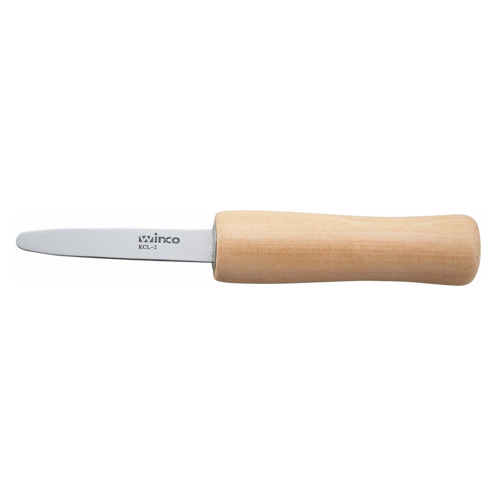 Winco Stainless Steel 2-7/8 Inch Blade Oyster/clam Knife With Wooden Handle, 6 5/8 Inch
