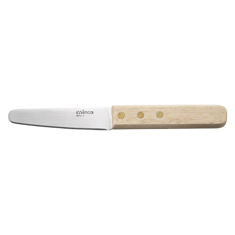 Winco Stainless Steel 3-1/2 Inch Blade Oyster/clam Knife With Wooden Handle, 7 1/2 Inch