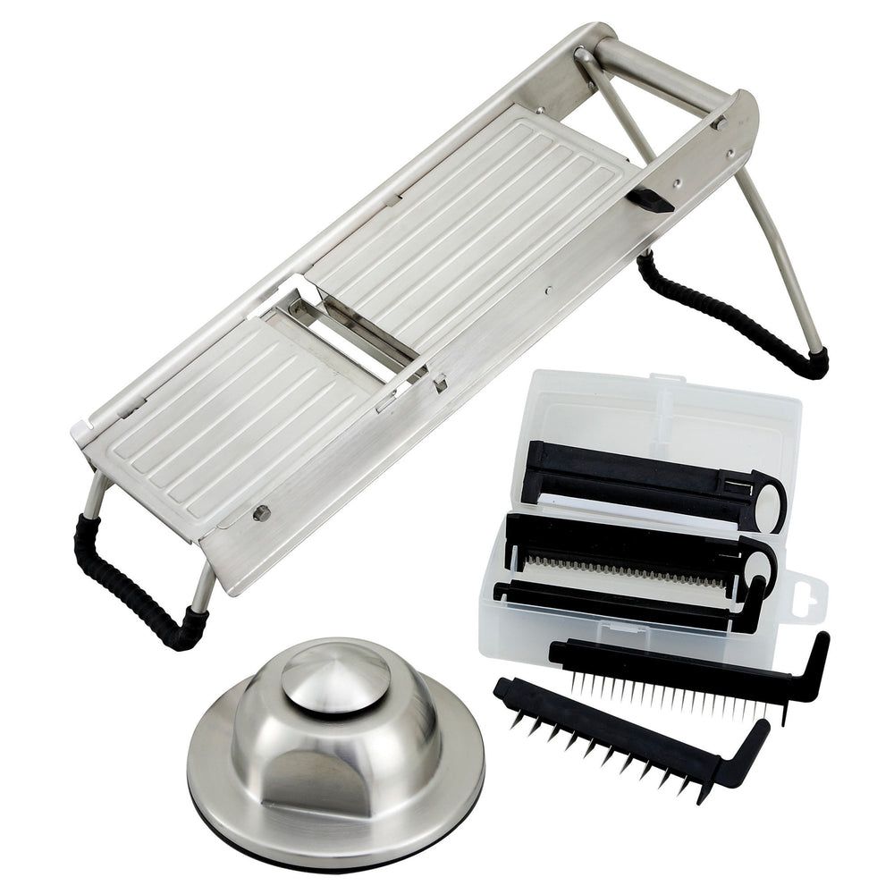 Winco Stainless Steel Mandoline Slicer Set With 5 Interchangeable Blades -- 2 Set Per Case