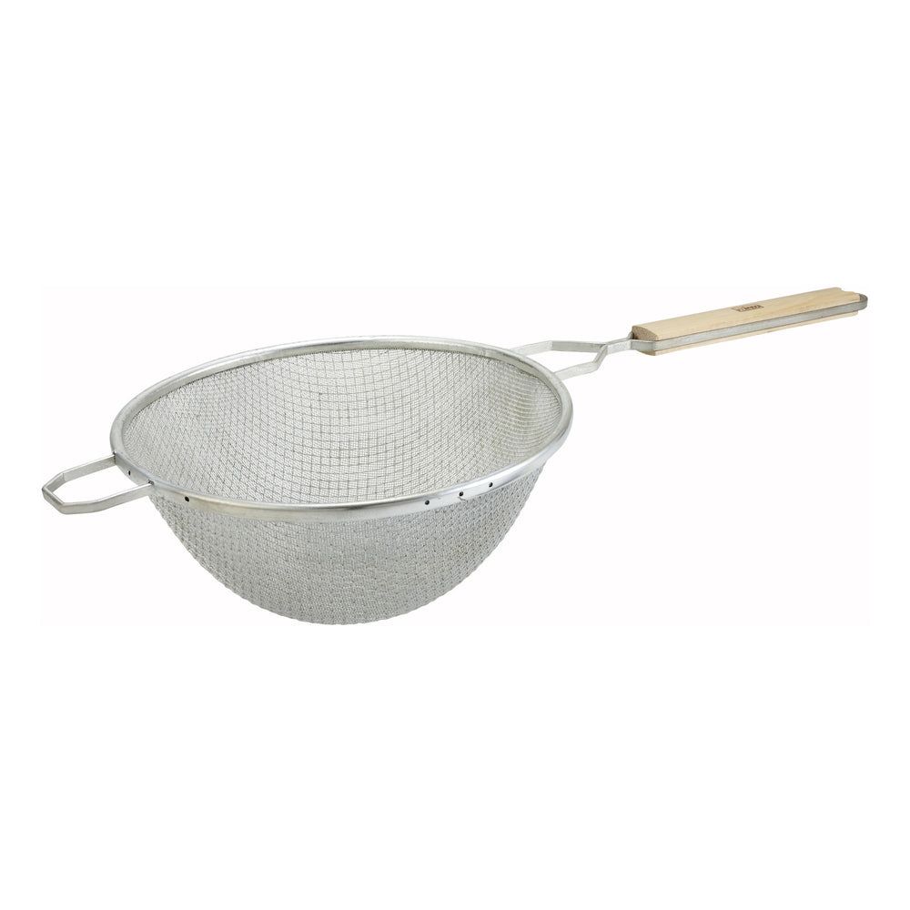 Winco Tinned Fine Double Mesh Strainer, 10 1/4 Inch