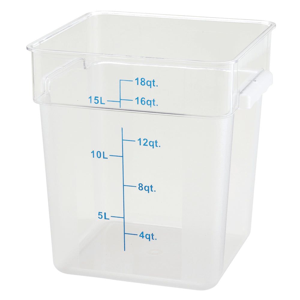 Winco Clear Polycarbonate Square Food Storage Container, 18 Quart Capacity