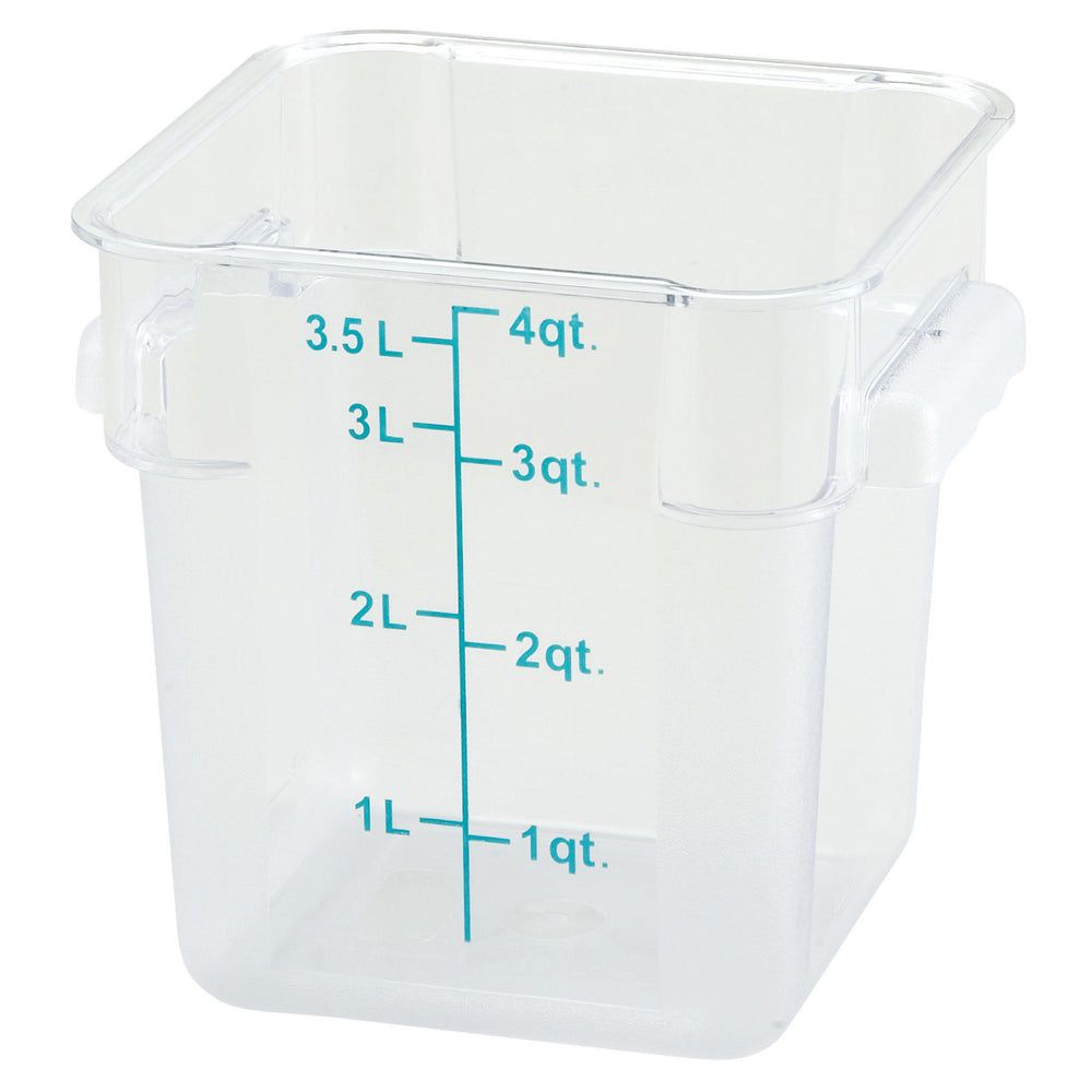Winco Clear Polycarbonate Square Food Storage Container, 4 Quart Capacity