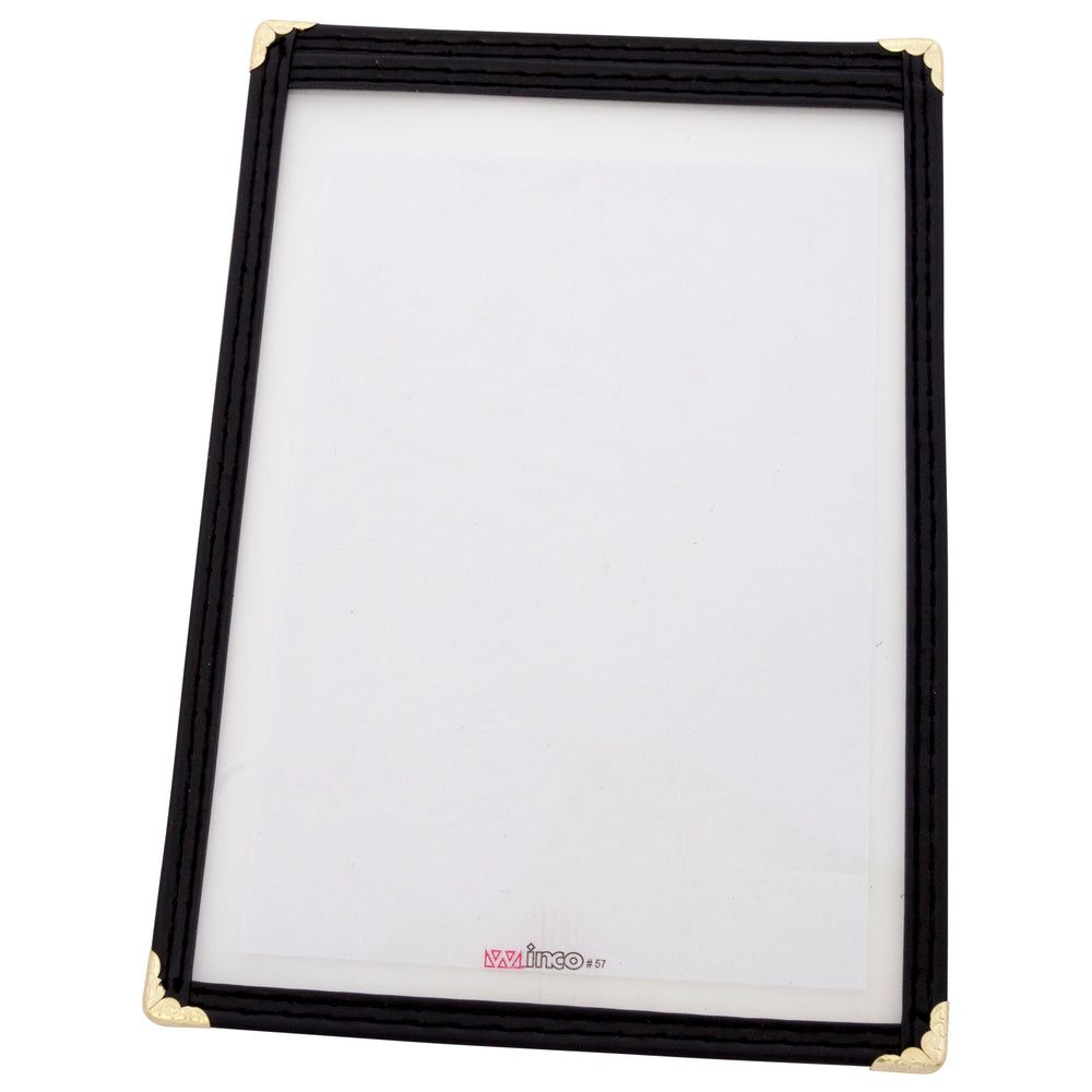 Winco Black Single Pocket Menu Cover, 6-3/8 X 9-3/8 Inch