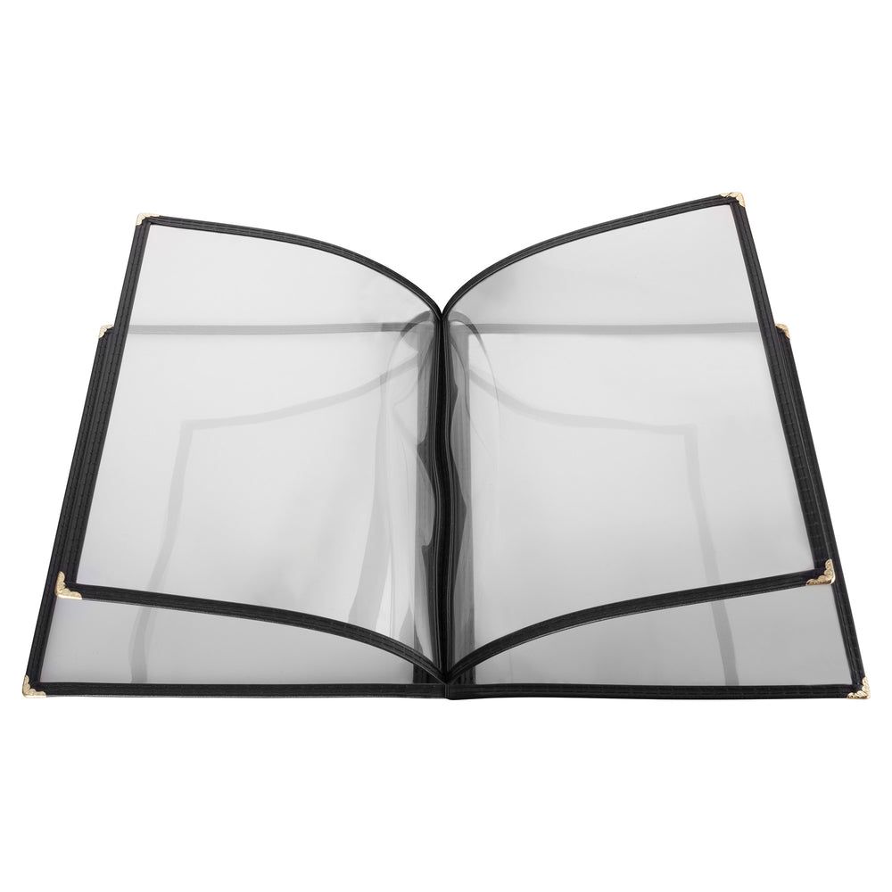 Winco Black Four Pocket Menu Cover, 9-5/8 X 12-1/8 Inch