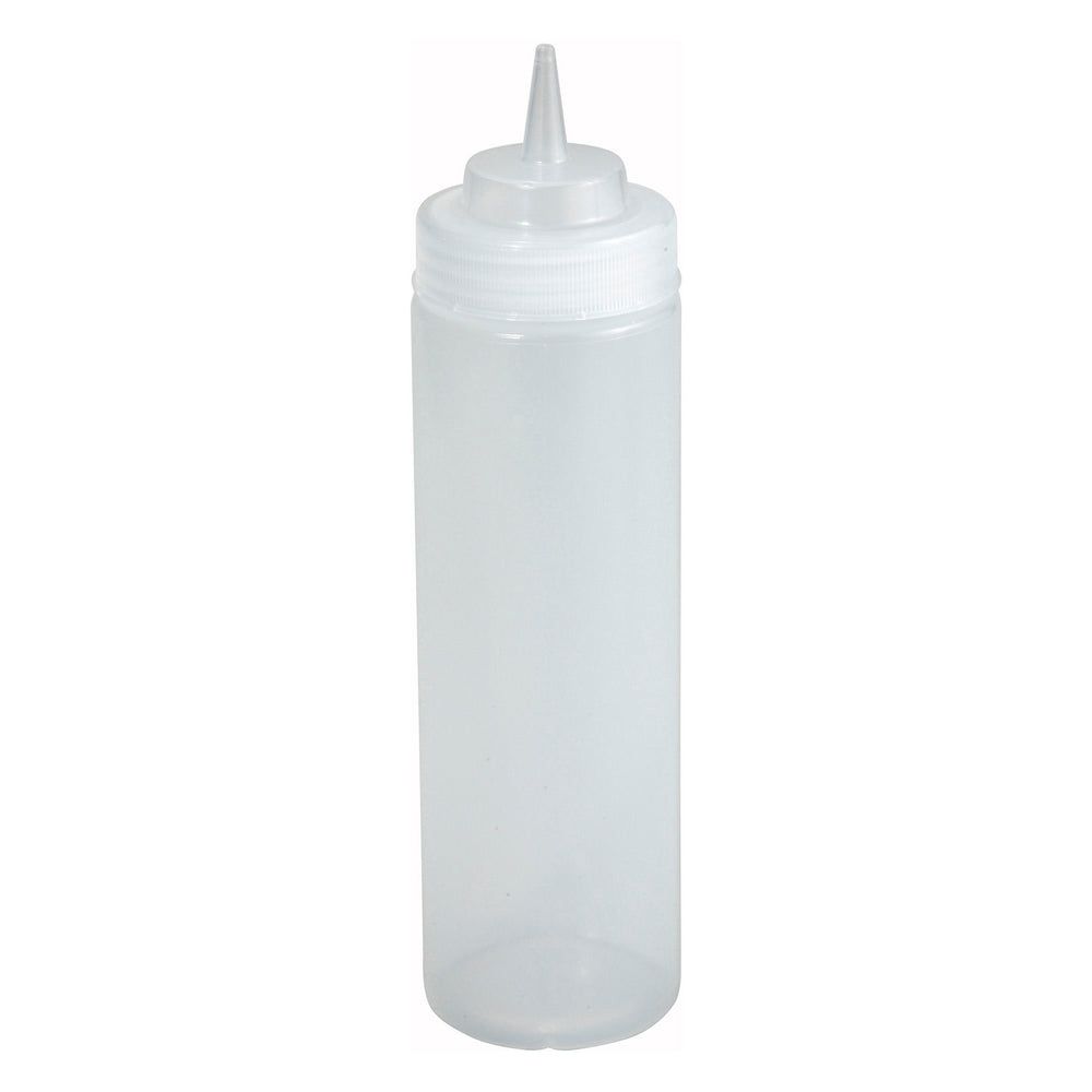 Winco Clear Plastic Wide Mouth Squeeze Bottle, 12 Ounce Capacity -- 6 Per Case