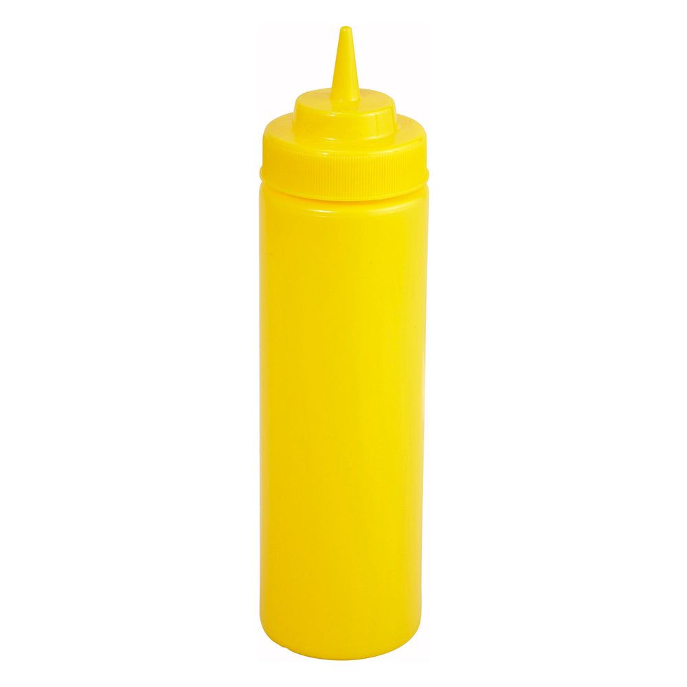 Winco Yellow Plastic Wide Mouth Squeeze Bottle, 16 Ounce Capacity -- 8 Per Case