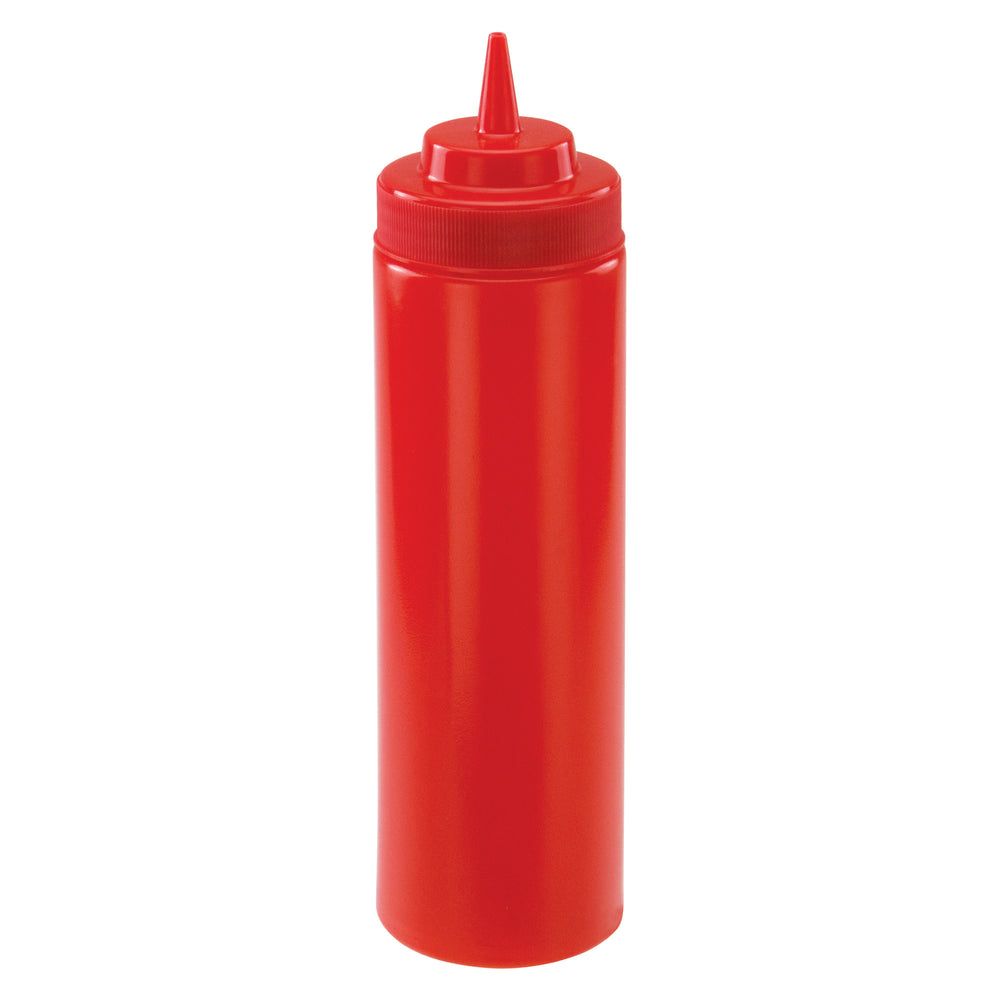 Winco Red Plastic Wide Mouth Squeeze Bottle, 24 Ounce Capacity -- 8 Per Case