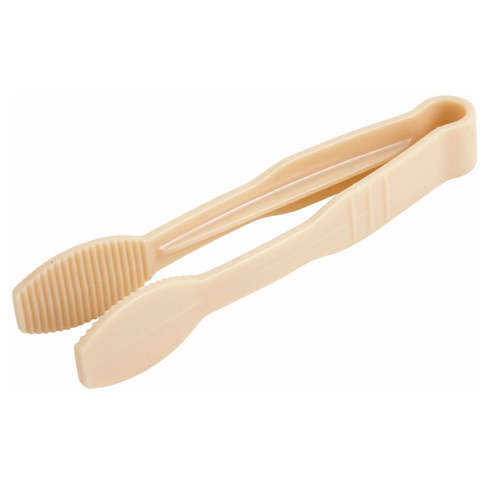 Winco Beige Polycarbonate Textured Grip Flat Tong, 6 Inch
