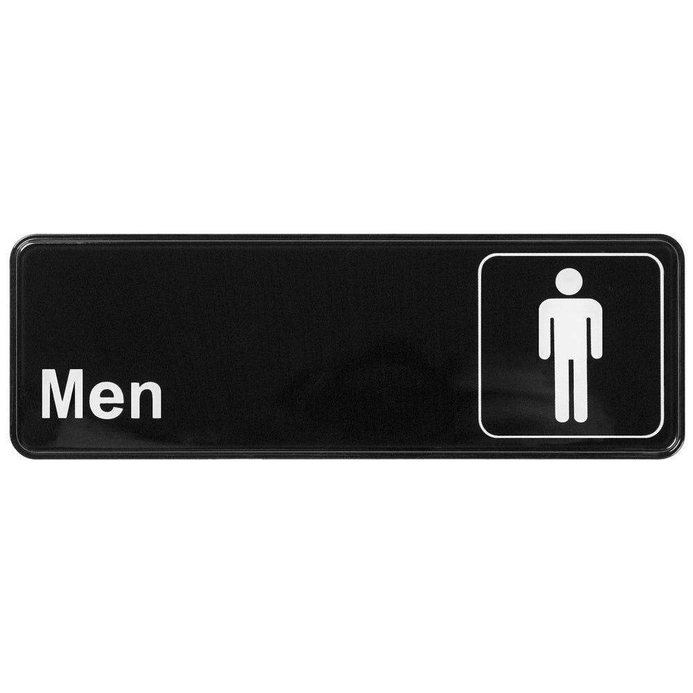 Winco Black Plastic Men Information Sign With Symbol, 9 X 3 Inch