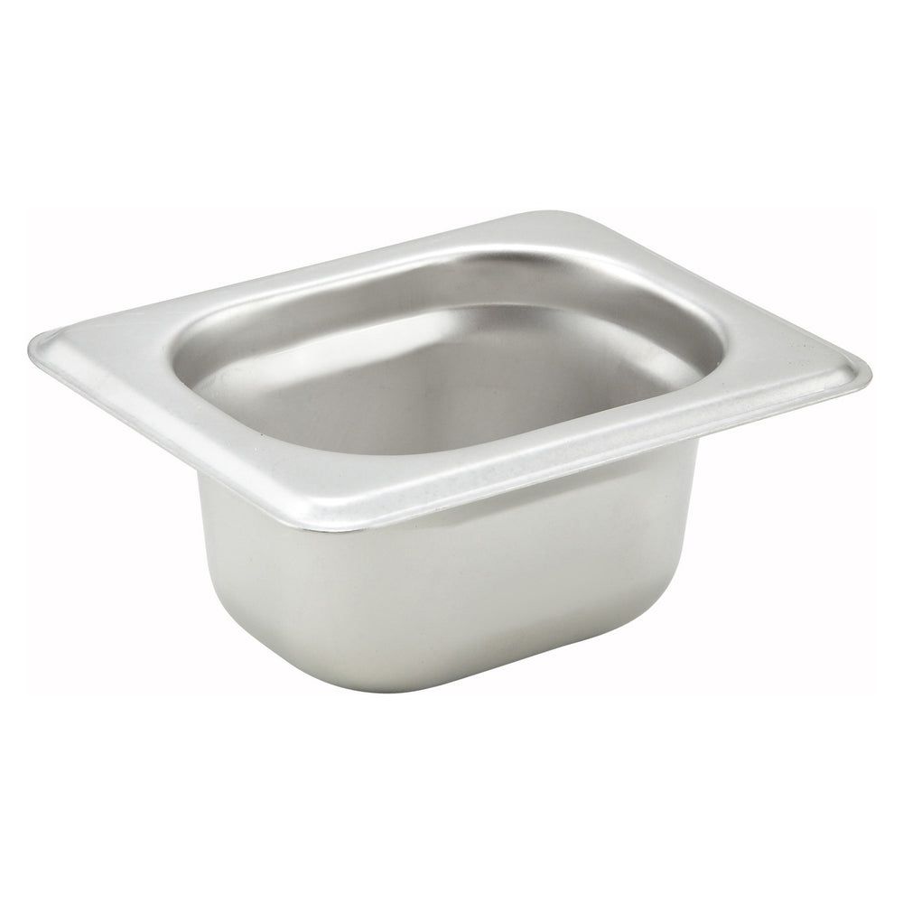 Winco 22 Gauge 18/8 Stainless Steel Heavyweight Eighteenth Size Anti-jamming Steam Table Pan, 4-1/4 X 3-1/2 X 2 Inch