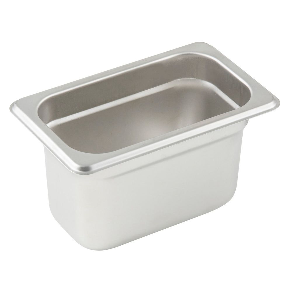 Winco 24 Gauge 18/8 Stainless Steel Heavyweight Ninth Size Anti-jamming Steam Table Pan, 6-3/4 X 4-1/4 X 4 Inch -- 12 Per Case