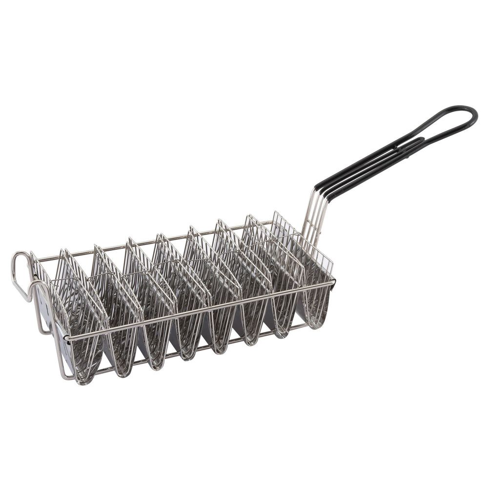 Winco Nickel Plated 6 Inch Wide 8-slots Taco Basket With 8 Of 6 Inch Shell