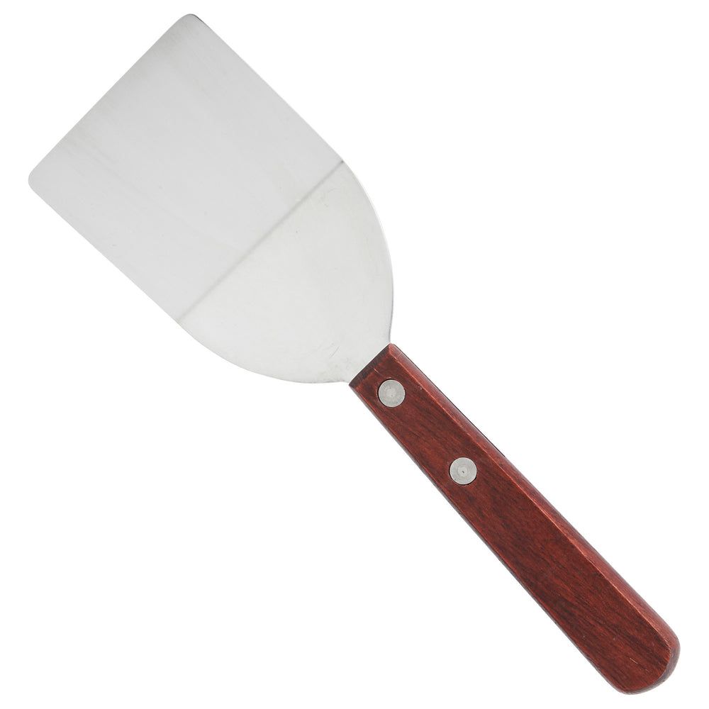 Winco Stainless Steel Satin Finish Offset Turner With Wooden Handle, 2 X 2 1/4 Inch Blade