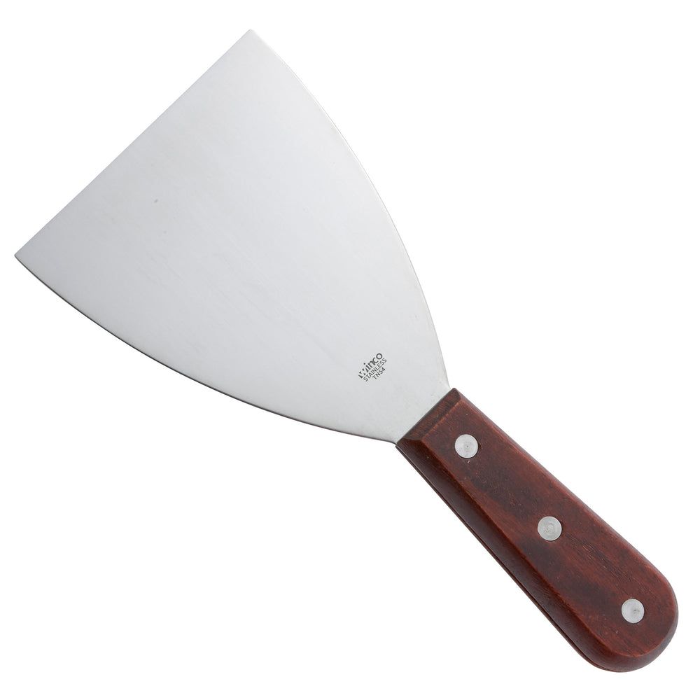 Winco Stainless Steel Satin Finish Scraper With Wooden Handle, 4 1/2 X 4 Inch Blade