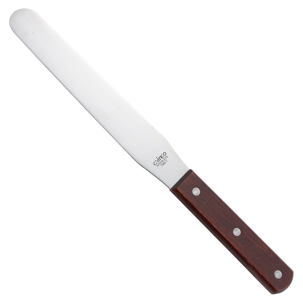 Winco Stainless Steel Satin Finish Bakery Spatula With Wooden Handle, 7 15/16 X 1 1/4 Inch Blade