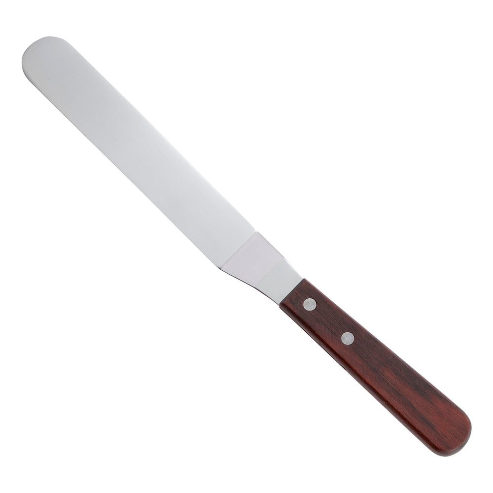 Winco Stainless Steel Satin Finish Offset Spatula With Wooden Handle, 6 1/2 X 1 5/16 Inch Blade