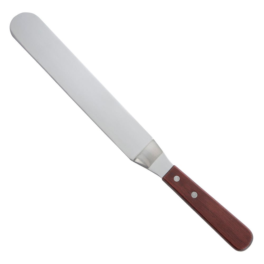 Winco Stainless Steel Satin Finish Offset Spatula With Wooden Handle, 8 3/8 X 1 1/2 Inch Blade