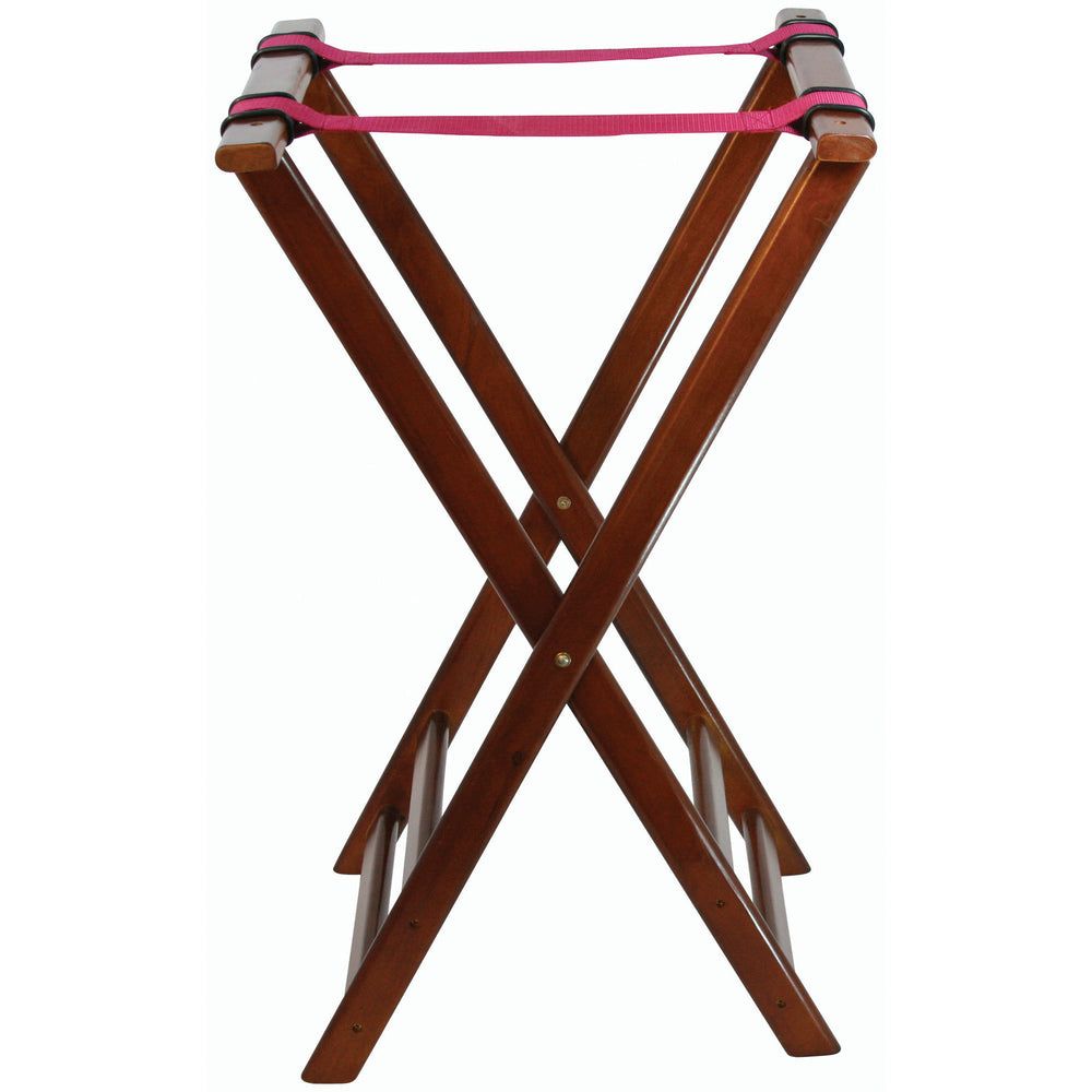 Winco Walnut Rubberwood Folding Tray Stand, 32 Inch Height