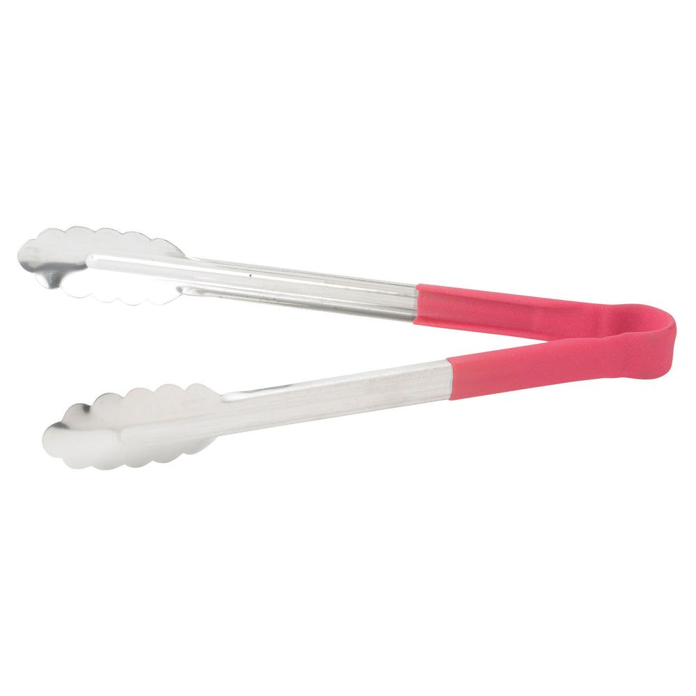 Winco Heavy-duty Stainless Steel Heat Resistant Utility Tong With Red Polypropylene Handle, 12 Inch -- 6 Per Case