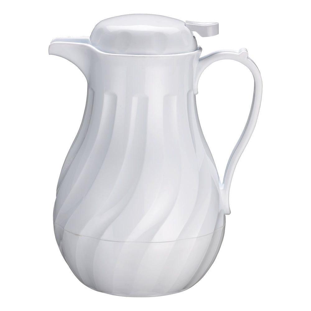 Winco White Plastic Swirl Push Button Insulated Beverage Server, 20 Ounce Capacity -- 12 Per Case