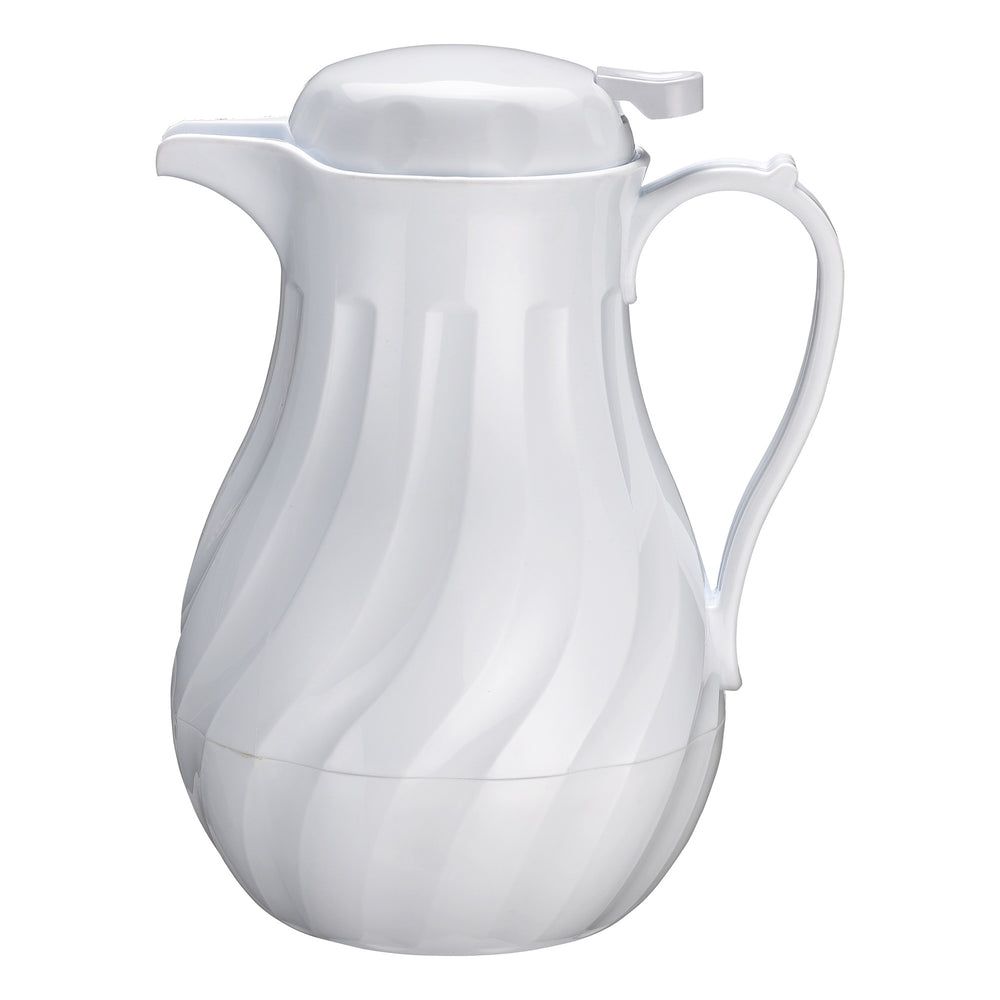Winco White Plastic Swirl Push Button Insulated Beverage Server, 42 Ounce Capacity -- 12 Per Case
