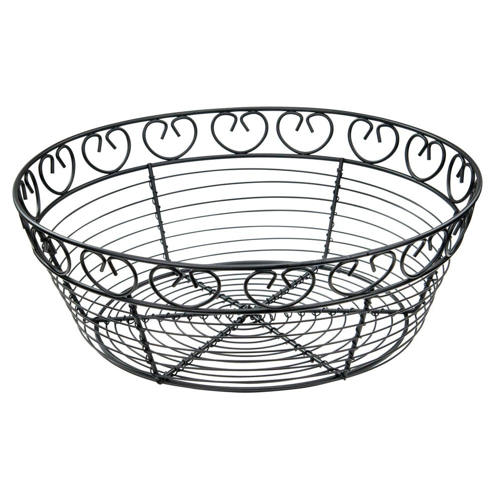 Winco Black Wire Round Serving Basket, 10 Inch Dia. X 3 Inch