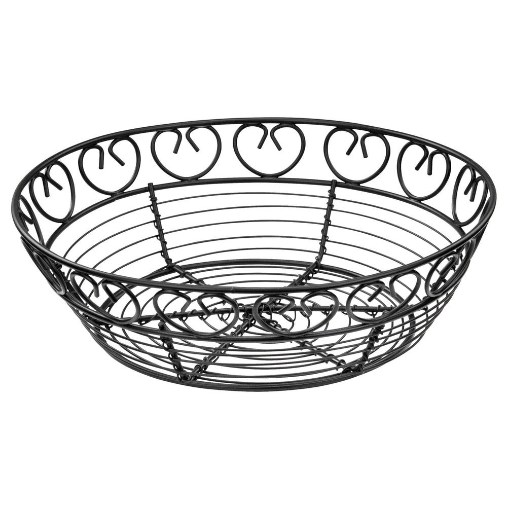 Winco Black Wire Round Serving Basket, 8 Inch Dia. X 3 Inch