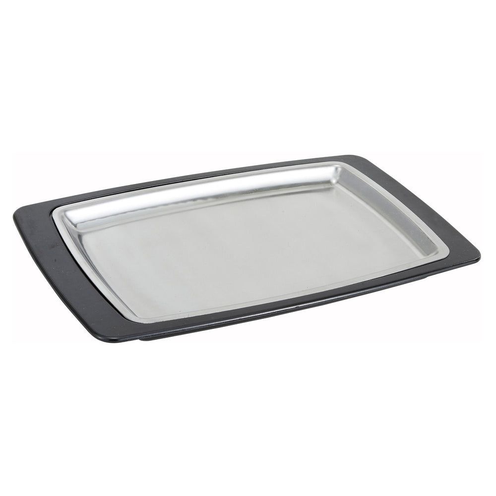 Winco Stainless Steel Rectangular Sizzle Platter With Bakelite Underliner Set, 11 X 7 Inch -- 12 Set Per Case