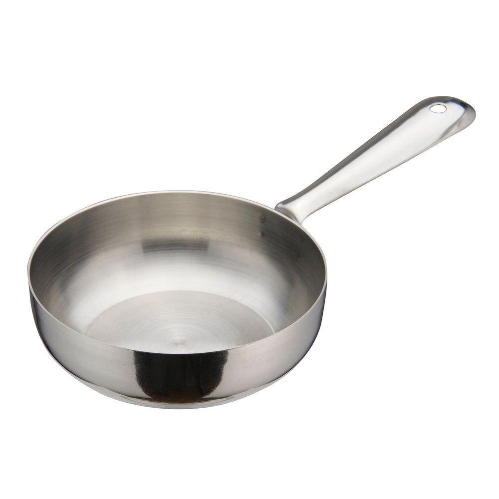 Winco Mini Sartén De Acero Inoxidable De 7 Onzas, 4 Pulgadas De Diá. X 1 1/8 Pulgadas De Altura -- 12 Por Caja