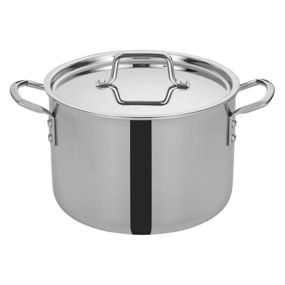 Winco Tri Gen Triply Stainless Steel Stock Pot With Cover, 8 Quart -- 6 Per Case