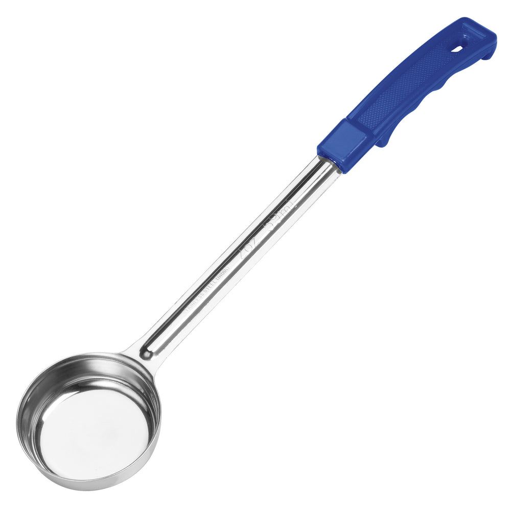 Winco Prime Stainless Steel One Piece Solid Food Portioner With Blue Handle, 2 Ounce Capacity -- 12 Per Case